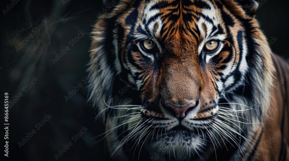 Tiger portrait action's face is angry and Looking at the camera, Big Great Dangerous is upset Tiger portrait action's face is angry and Looking at the camera, Big Great Dangerous is upset