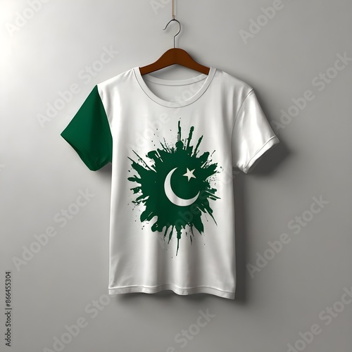 14 august Pakistan independence day written on t shirt design hanging 