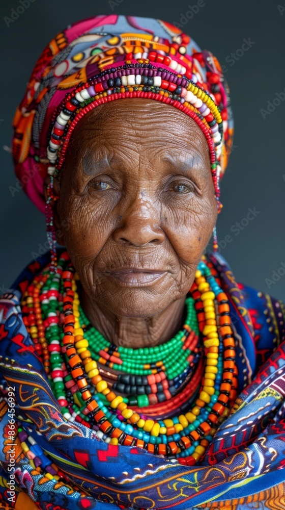 Elderly South African woman with a beaded necklace Elderly South African woman with a beaded necklace