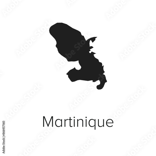 Martinique Map Vector Illustration - Silhouette, Outline, Martinique Travel and Tourism Map
