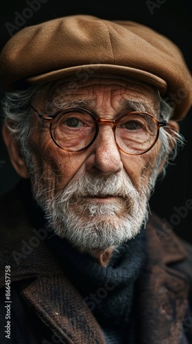 French elderly man with a beret, looking dignified