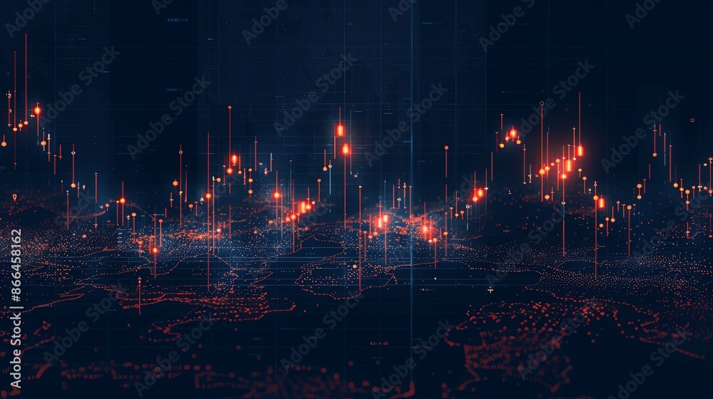 Fototapeta premium Stock market graph on LED screen monitor