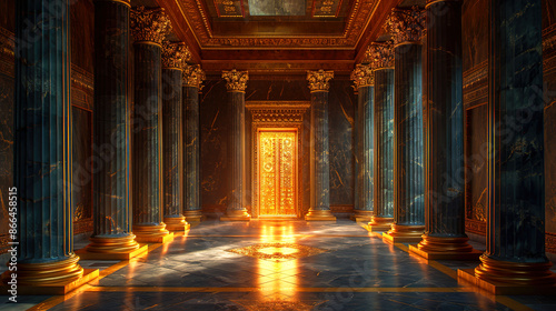 Fantasy ornate in a majestic palace hallway
