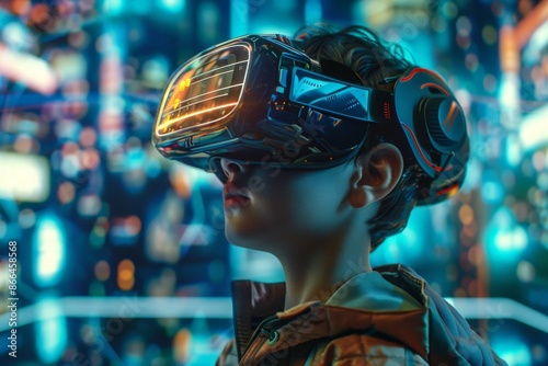 An AI-enhanced virtual reality experience, providing immersive and interactive environments for entertainment and education.