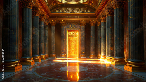 Fantasy ornate in a majestic palace hallway