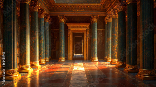 Fantasy ornate in a majestic palace hallway