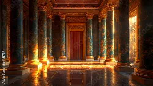 Fantasy ornate in a majestic palace hallway