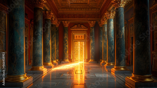 Fantasy ornate in a majestic palace hallway