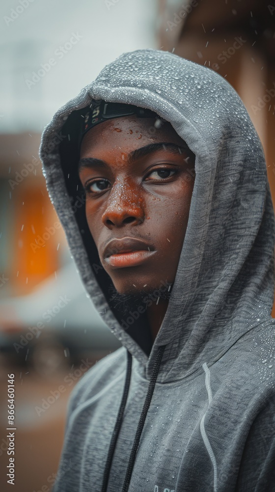 Nigerian teenager with a hoodie, looking casual Nigerian teenager with a hoodie, looking casual