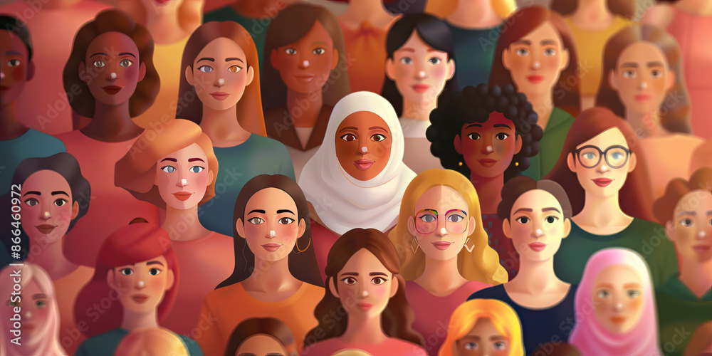 Gender Equality: A group of diverse women and men standing together ...