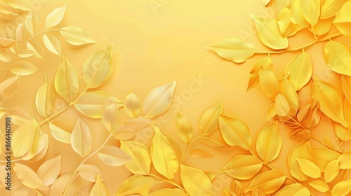 Gradient background with yellow spring tree leaves © AkuAku