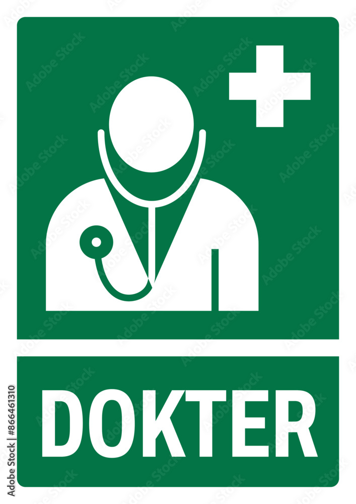 ISO emergency and first aid safety signs in indonesian_dokter. size a4/a3/a2/a1	