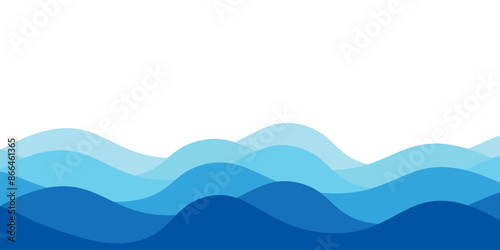 Blue river ocean wave layer vector background