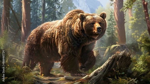 Big brown bear in a forest. 