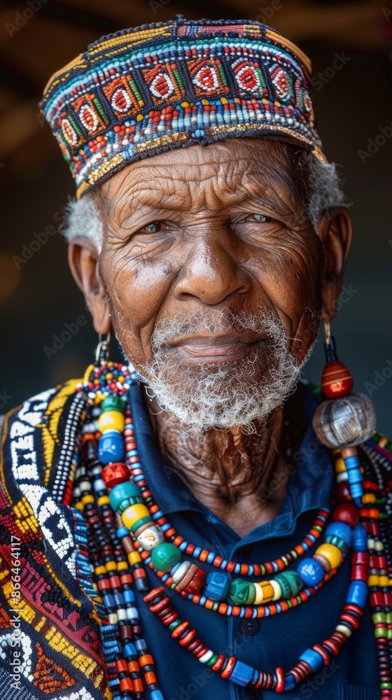Obraz premium Middle-aged South African man with a bead necklace