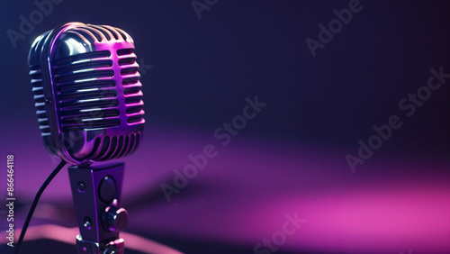 a microphone with a purple background