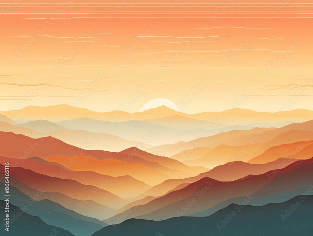 Fototapeta premium vector sunrise in mountains