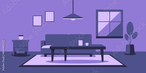 Elegant Modern Room Setup with Table and Sofa Illustration Design.