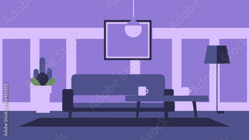 Elegant Modern Room Setup with Table and Sofa Illustration Design.