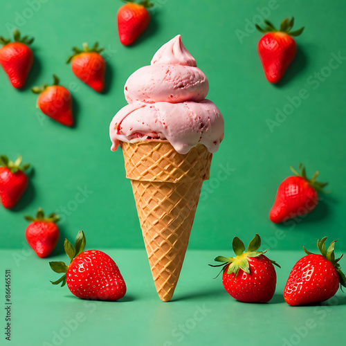 strawberry ice cream and chocolate photo