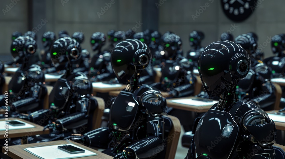 Fototapeta premium The robots in futuristic classroom