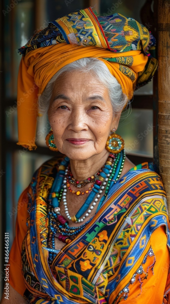 Fototapeta premium Middle-aged Thai woman with a traditional outfit