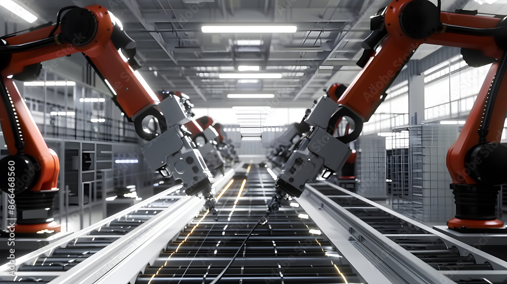 Naklejka premium The robotic assembly line