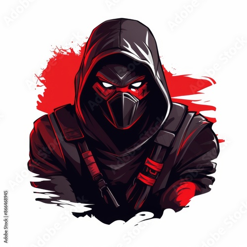 Ninja Warrior. Masked Assassin in Red and Black