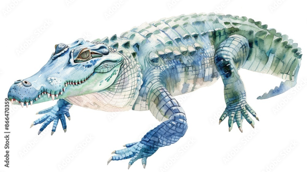 Watercolor Crocodile illustration white background Watercolor Crocodile illustration white background