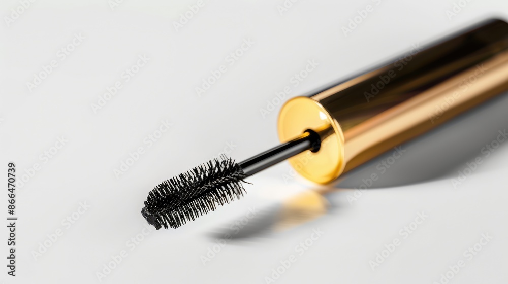 Naklejka premium Golden Mascara Wand with Black Brush