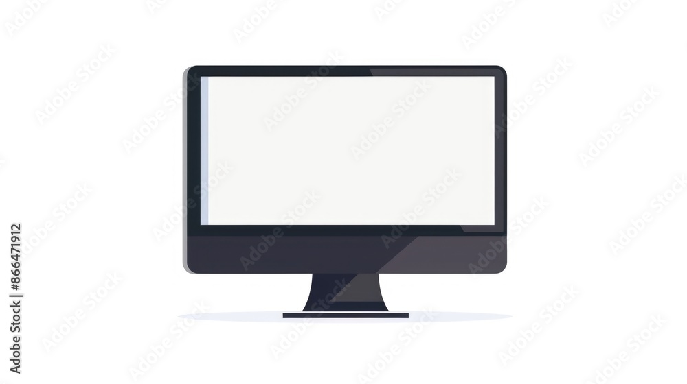 Black Computer Monitor with Blank White Screen