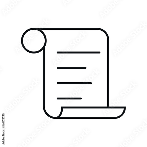 Vector flat icon of parchment in hollow stroke on transparent background for websites and graphic resources.