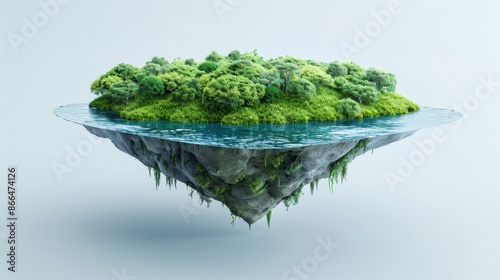 A small island with a body of water in the middle