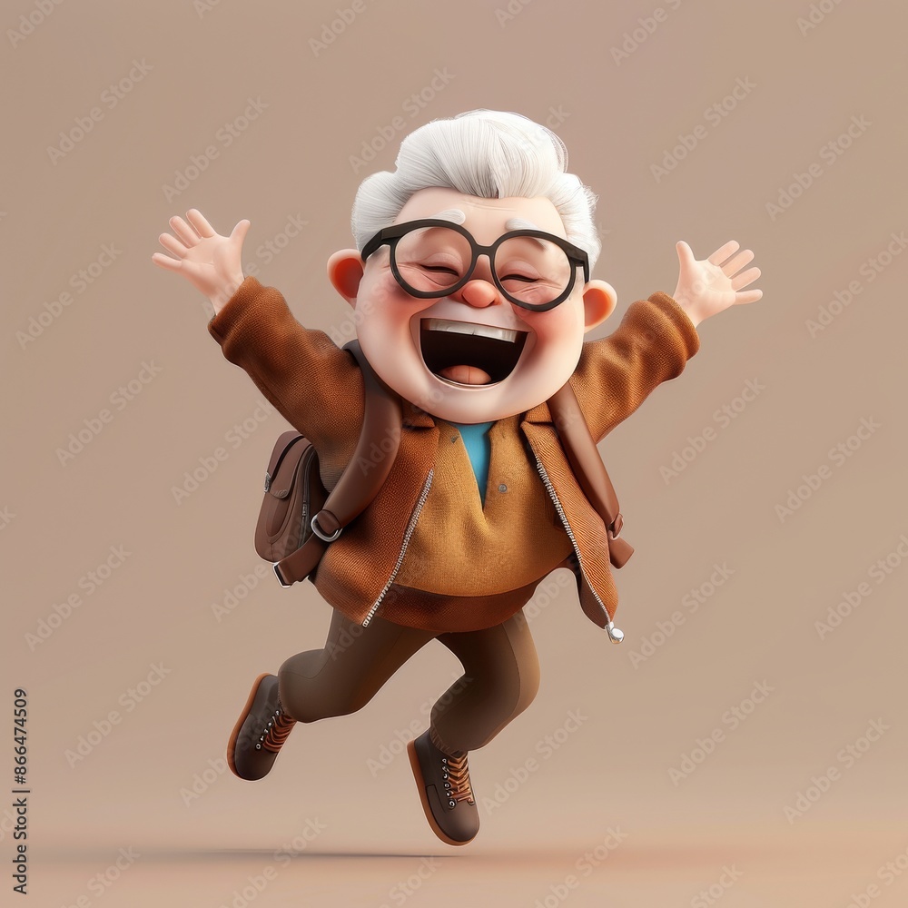 3D animation character shows an explorer fleeing from something, carrying a backpack as he runs away with a fearful expression. 3D animation character shows an explorer fleeing from something, carrying a backpack as he runs away with a fearful expression.