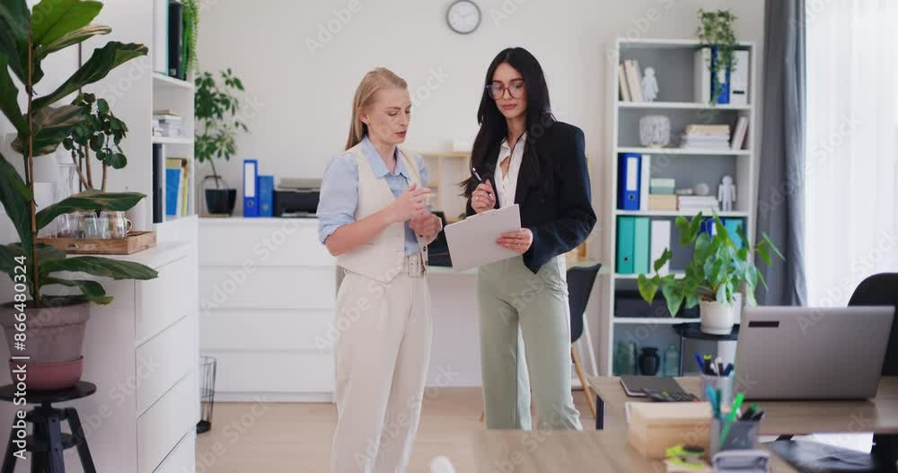 Office Worker Presents Project to Head of Company Office Worker Presents Project to Head of Company