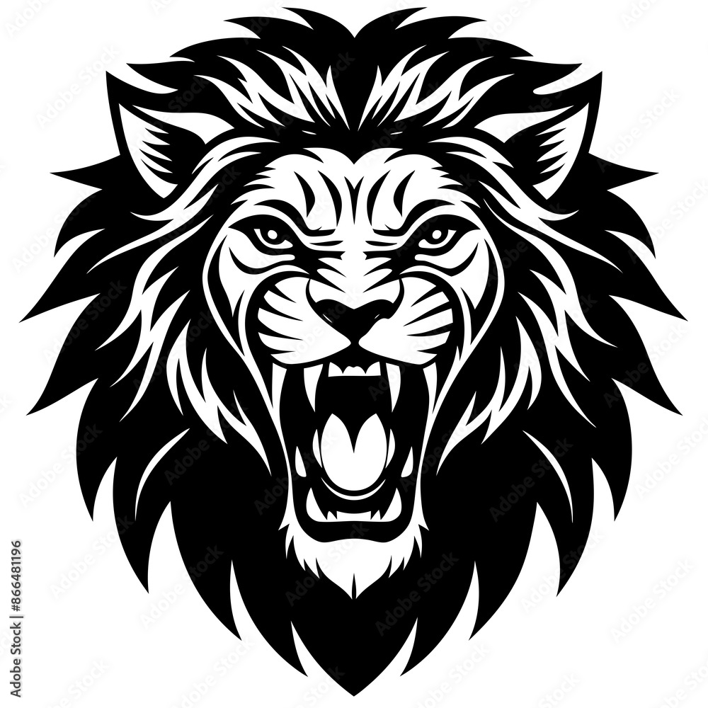 Fototapeta premium lion head angry icon vector silhouette illustration