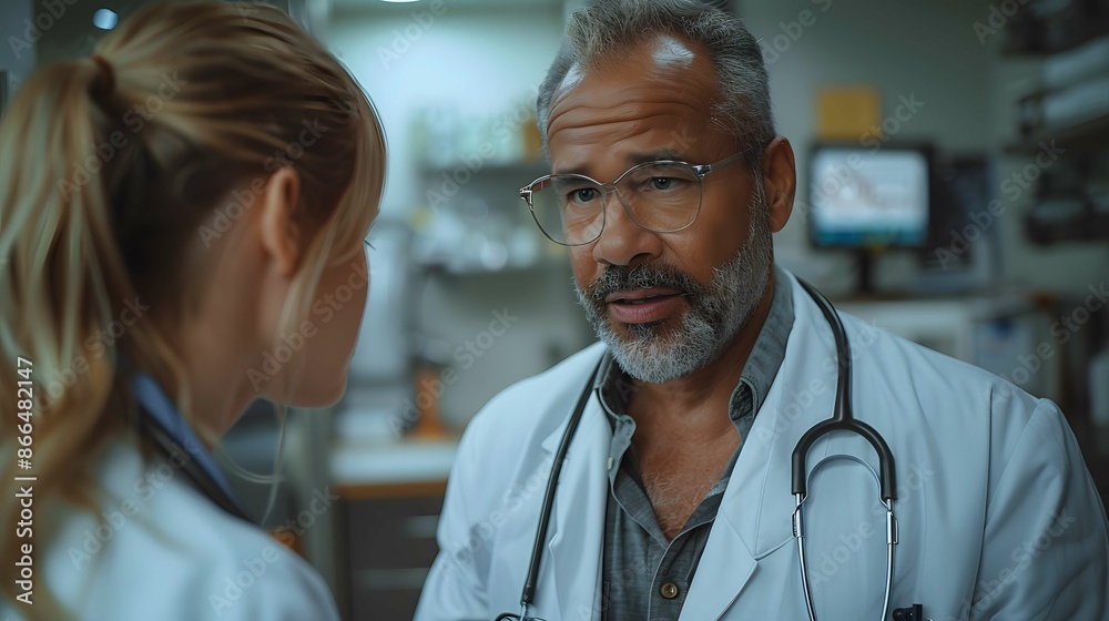 Doctor-patient interaction with medical charts.