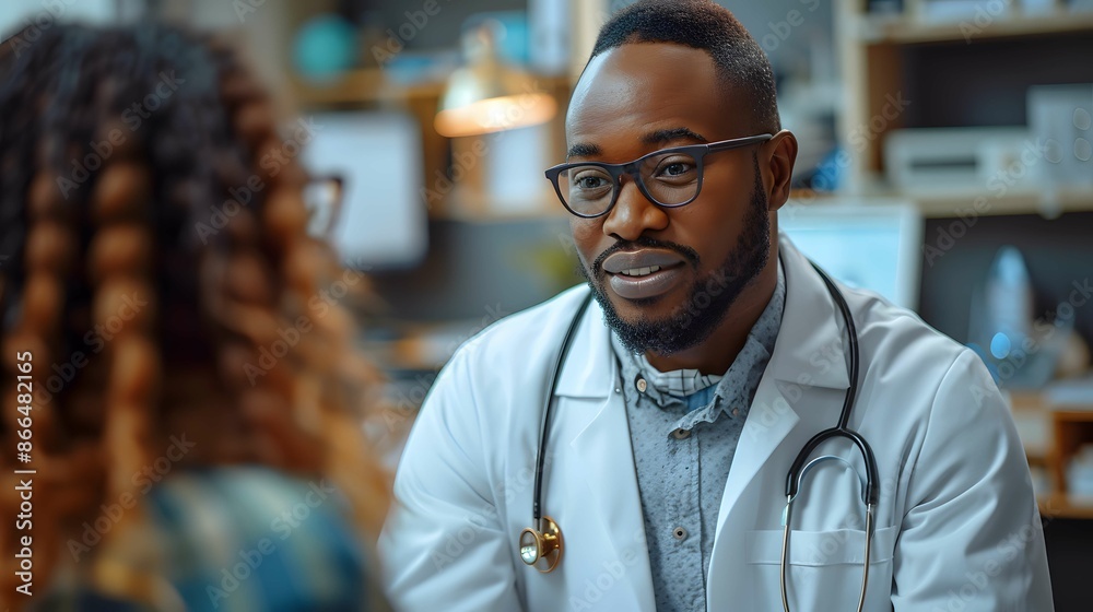 Fototapeta premium Patient discussing symptoms with a caring doctor.