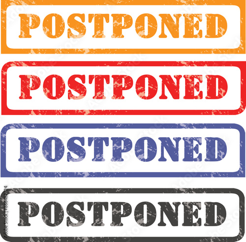 Postponed red rubber stamp isolated on transparent background with distressed texture effect VECTOR EDITABLE