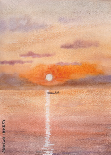 lyrical picture, sunset on the sea