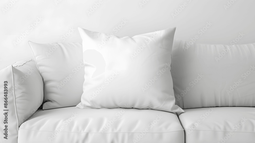 Naklejka premium Blank white pillow mockup on white sofa