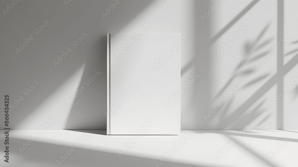 Empty white book mockup on white surface Empty white book mockup on white surface