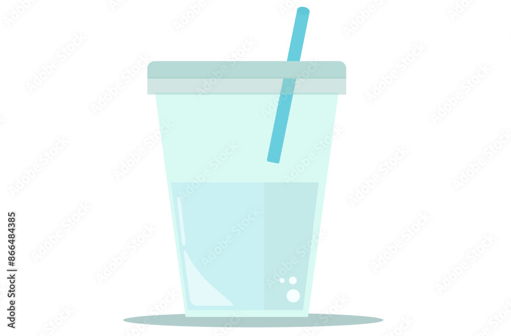 ストローとカップドリンクに入った水。水分補給。ベクターイラスト ストローとカップドリンクに入った水。水分補給。ベクターイラスト
