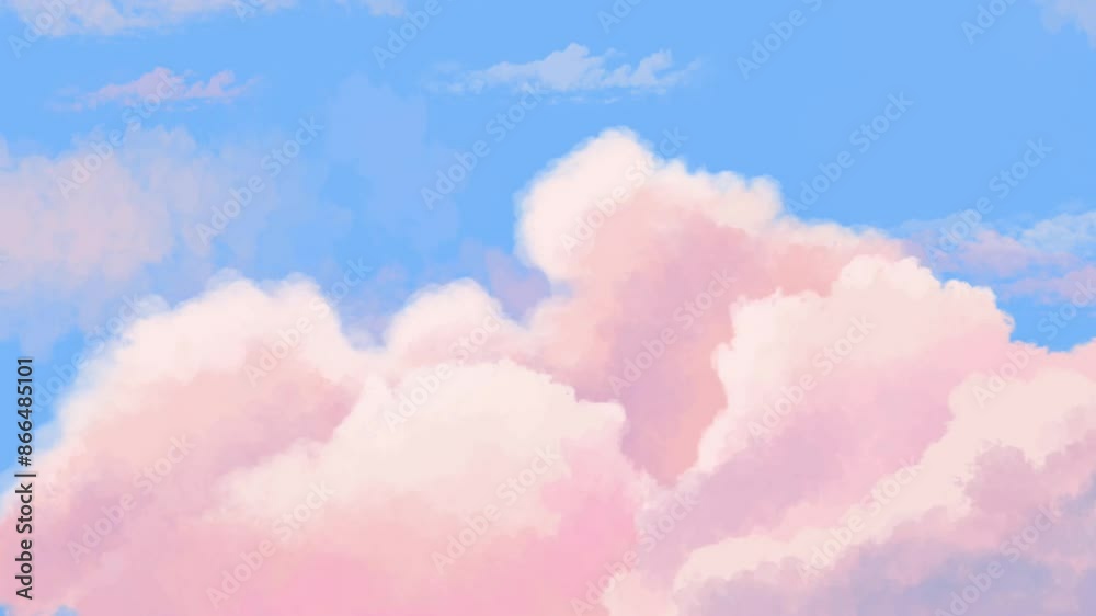 Animation of a blue sky and pink clouds in 4K. Perfect for dreamlike projects, advertisements, and artistic visuals, offering vibrant and customizable backgrounds for creative content. Animation of a blue sky and pink clouds in 4K. Perfect for dreamlike projects, advertisements, and artistic visuals, offering vibrant and customizable backgrounds for creative content.