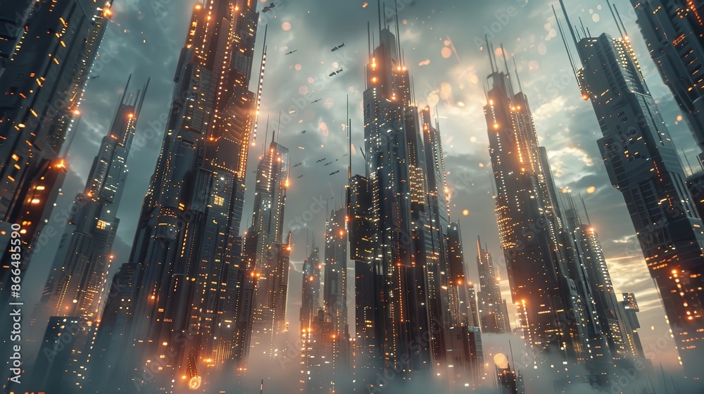 Digital Assets Growth Surge Depicting a Futuristic City