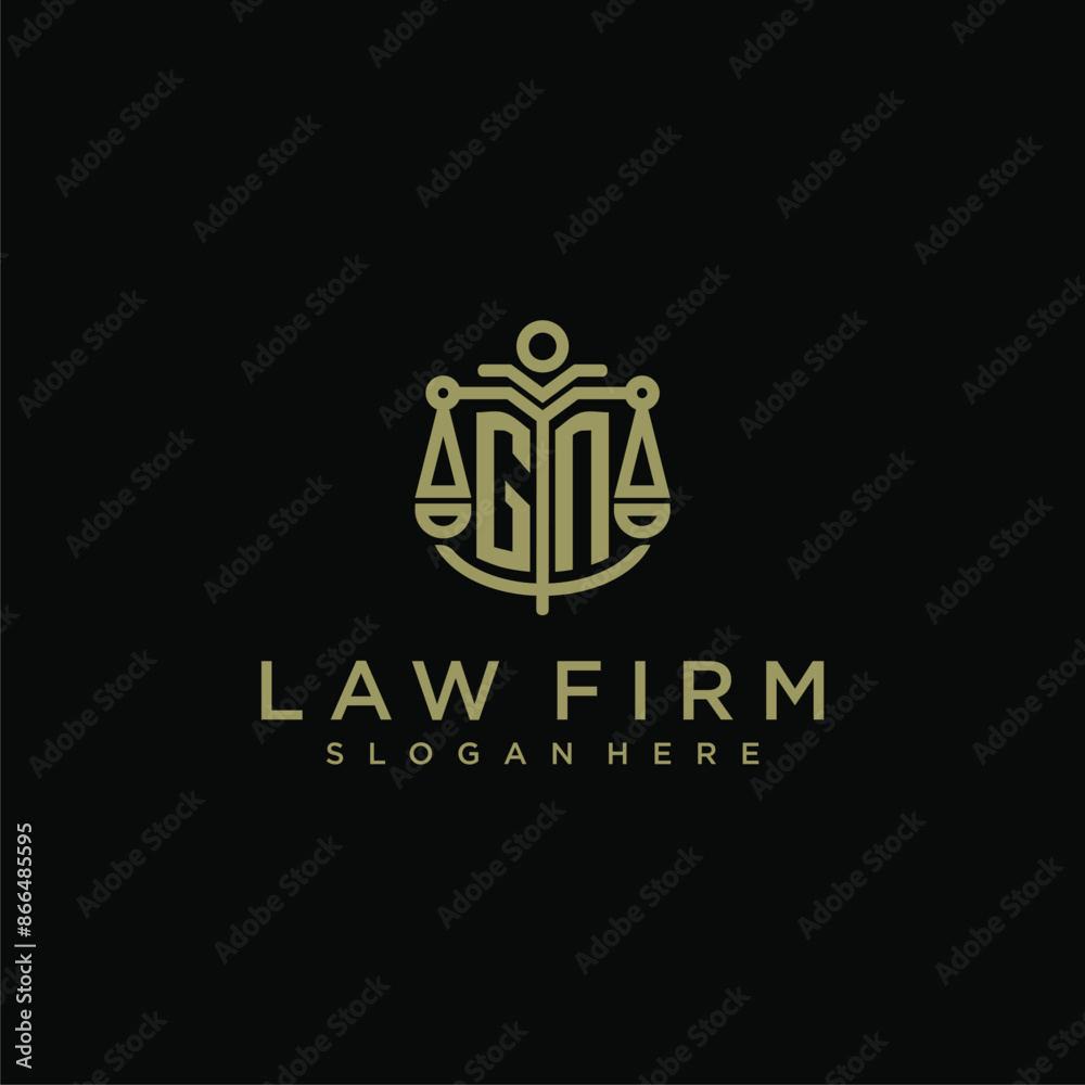 GN initial monogram logo for lawfirm with scale vector design GN initial monogram logo for lawfirm with scale vector design
