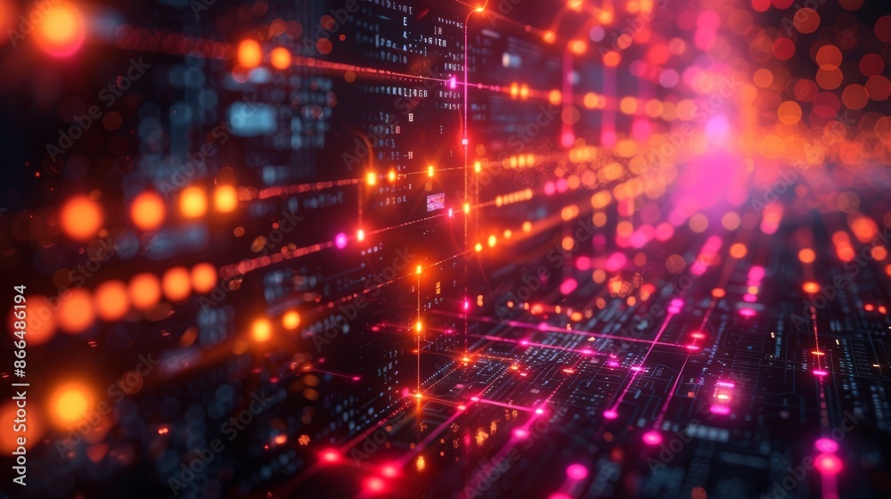 Obraz premium Futuristic RED Diagram Tech Background.