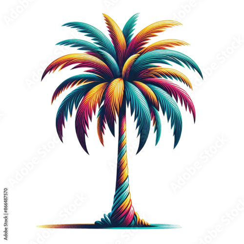 A Palm Tree Colorful Retro Art vector