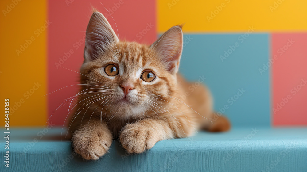 Furry American Bobtail cat lying down looking at the camera. Portrait photo style. Furry American Bobtail cat lying down looking at the camera. Portrait photo style.