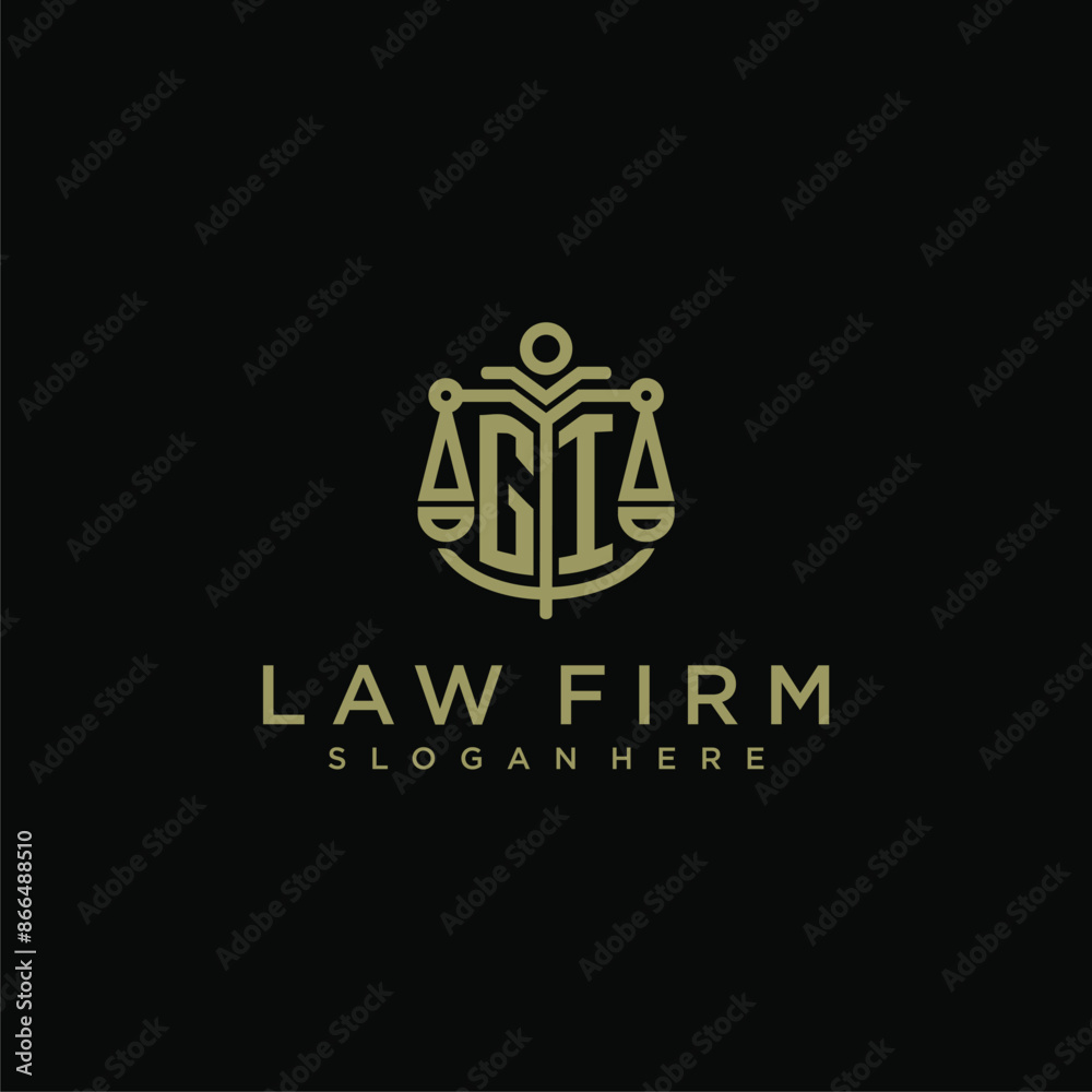GI initial monogram logo for lawfirm with scale vector design GI initial monogram logo for lawfirm with scale vector design